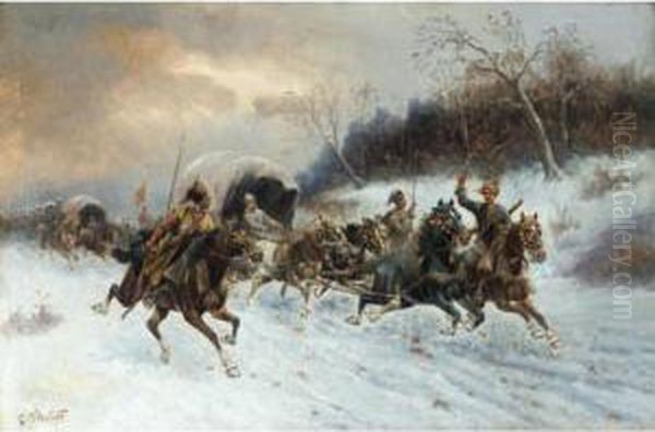 Cossack Patrol Oil Painting by Konstantin Stoilov