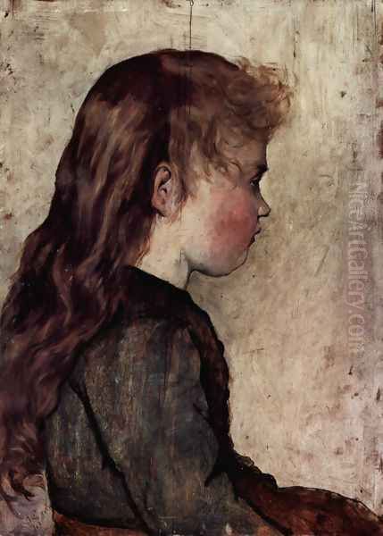 Portrait of a peasant girl in profile Oil Painting by Giovanni Fattori