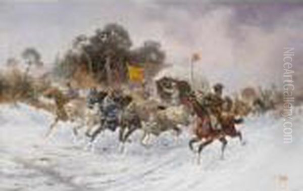 Battle Scene Oil Painting by Konstantin Stoilov