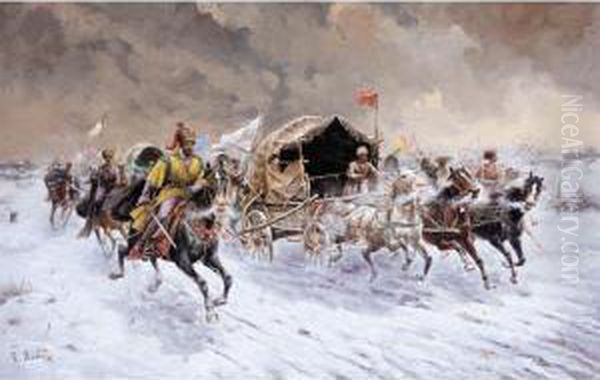 Siberian Gold Convoy Oil Painting by Konstantin Stoilov