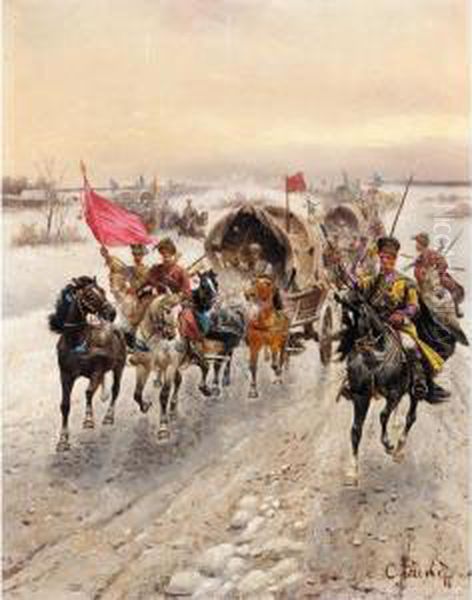 Siberian Gold Convoy Oil Painting by Konstantin Stoilov