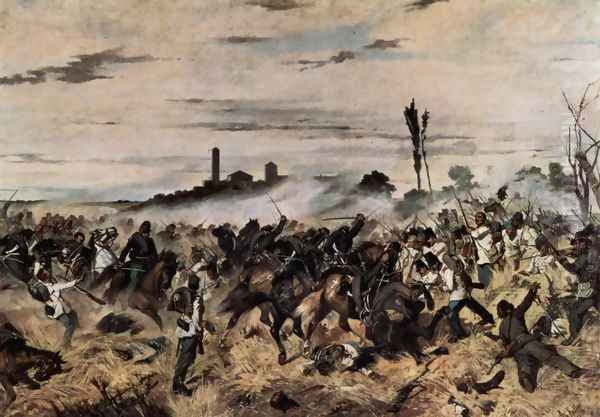 The attack on the Madonna Scoperta (The Battle of Montebello) 2 Oil Painting by Giovanni Fattori