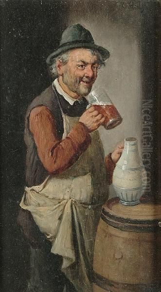 Tasting The Brew; The Brew Meister Oil Painting by Carl Siegfried Stoitzner