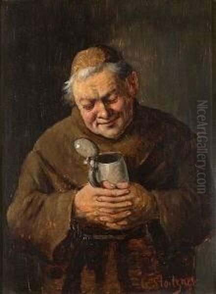 Monch Mit Bierkrug. Oil Painting by Carl Siegfried Stoitzner