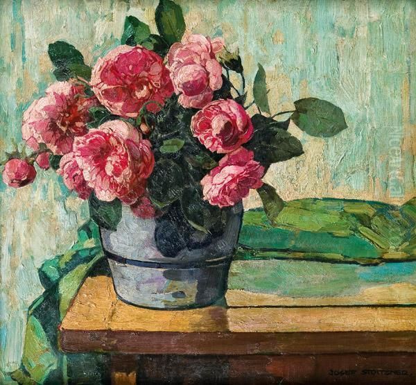 Blumenstillleben Oil Painting by Josef Stoitzner