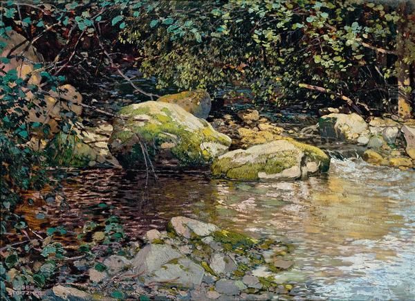 Wildbach Oil Painting by Josef Stoitzner