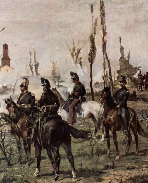 The attack on the Madonna Scoperta (The Battle of Montebello) Detail Oil Painting by Giovanni Fattori