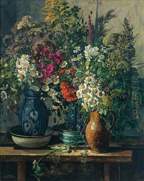 Grande Natura Morta Con Fiori Da Campo Oil Painting by Josef Stoitzner