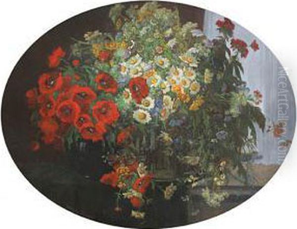 Bunch Of Wild Flowers Oil Painting by Konstantin Stoitzner