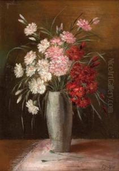 Blumenstraus In Vase Oil Painting by Konstantin Stoitzner