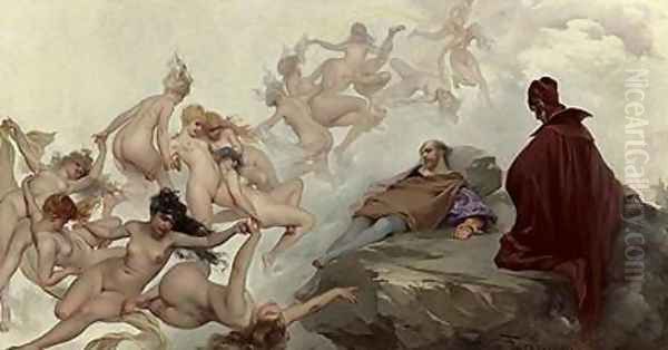 Faust und Mephisto (or The Dream of Falero) Oil Painting by Luis Ricardo Falero