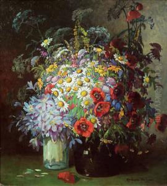 Blumenstilleben Oil Painting by Konstantin Stoitzner