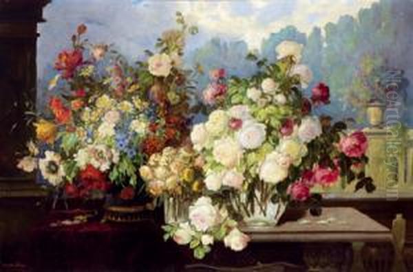 Blumenstilleben Oil Painting by Konstantin Stoitzner