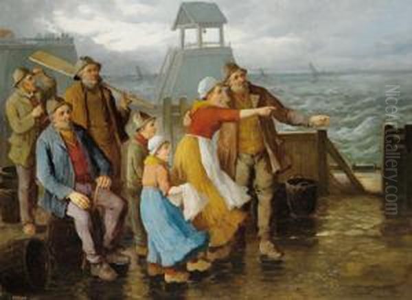 Die Fischerfamilie Oil Painting by Konstantin Stoitzner