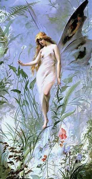 Lily Fairy Oil Painting by Luis Ricardo Falero