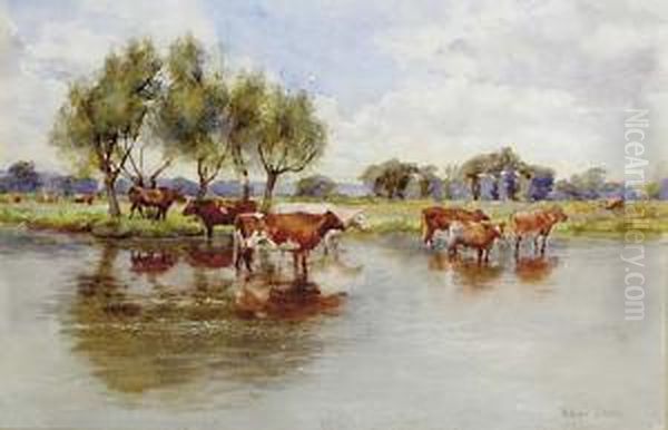 Cattle Watering Oil Painting by Adrian Scott Stokes