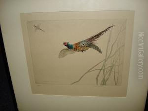 Pheasants In Flight Oil Painting by George Vernon Stokes