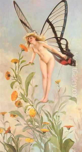 The Butterfly Oil Painting by Luis Ricardo Falero