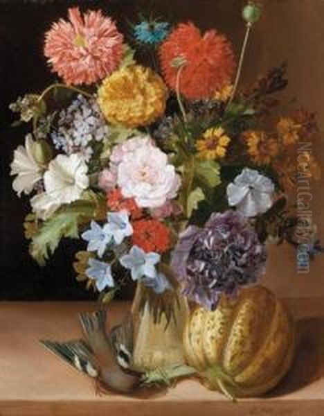 Blumenstuck Mit Kurbis Oil Painting by Leopold Stoll