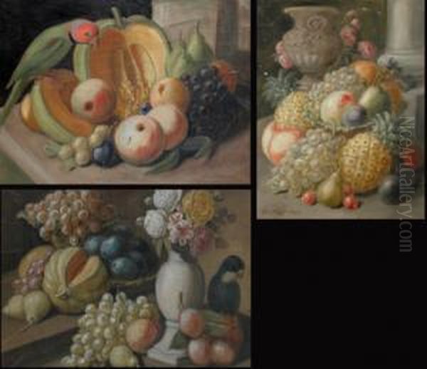 A Suite Of Three Still Life Oil Painting by Leopold Stoll