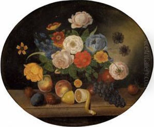 Blumenstillleben Mit Fruchten Oil Painting by Leopold Stoll