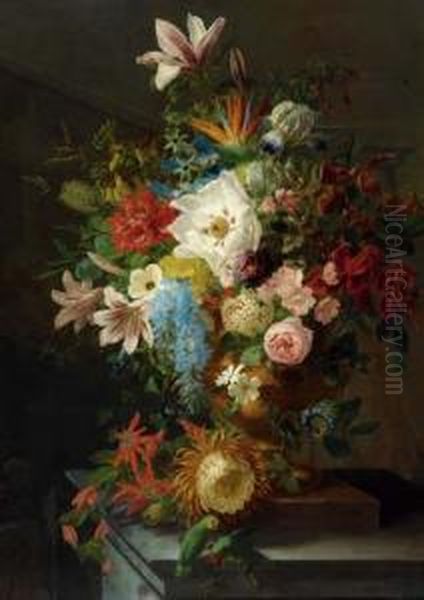 Stilleben Mit Blumen. 1833. Oil Painting by Leopold Stoll