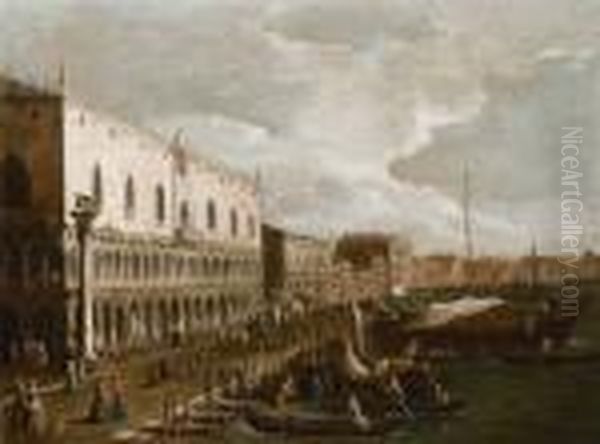 Veduta Del Palazzo Ducale Con La Riva Degli Schiavoni Oil Painting by Antonio, Tonino Stom