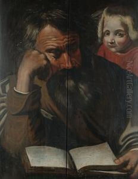 St Matthew With His Gospel. Oil Painting by Matthias Stomer