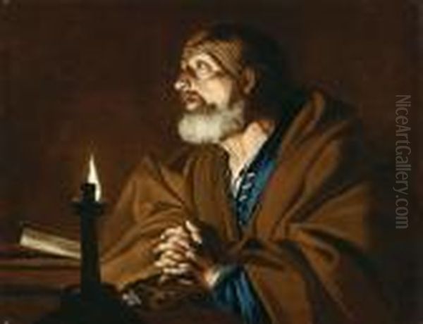 San Pietro Penitente Oil Painting by Matthias Stomer