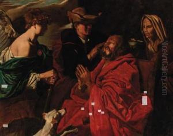 The Healing Of The Blind Tobias Oil Painting by Matthias Stomer