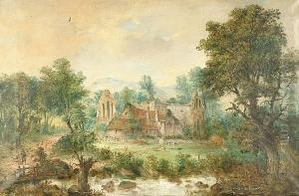 Vale Cruis Abbey, Nr Llangollen, N. Wales Oil Painting by William Stone