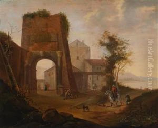 Tiberlandschaft Mit Einem Stadttor Von Rom Oil Painting by Dirck Willemsz. Stoop