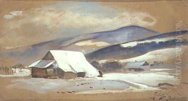 Winter in Bystra Oil Painting by Julian Falat