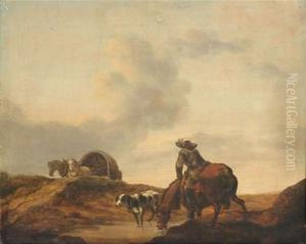 A Rider In A Landscape With Dunes Oil Painting by Dirck Willemsz. Stoop