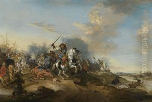 The Height Of Battle Between Imperial Troops And The Turks. Oil Painting by Dirck Willemsz. Stoop