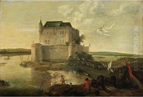 The Siege Of A Dutch(?) Fortified Castle Oil Painting by Dirck Willemsz. Stoop