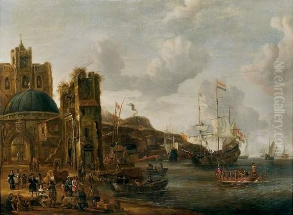 Scene De Port Oil Painting by Jacobus Storck