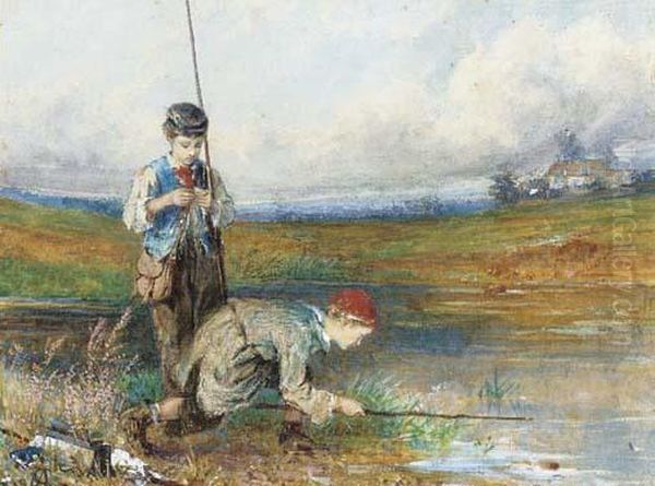 The Young Fisherboys Oil Painting by George Adolphus Storey