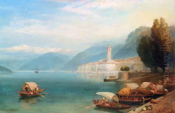 Lake Como Oil Painting by Myles Birket Foster