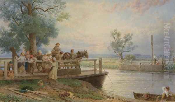 Horning Ferry, Norfolk Oil Painting by Myles Birket Foster