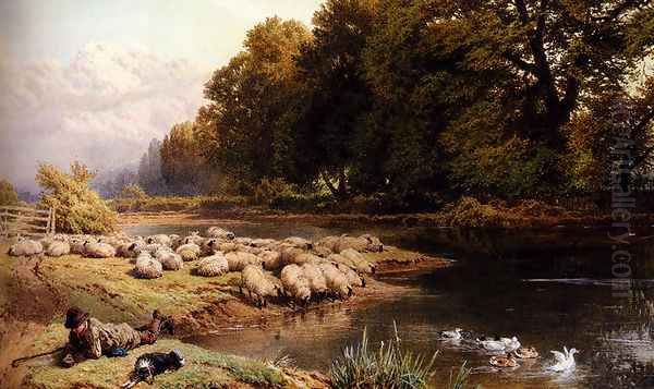 The Shepherd's Rest Oil Painting by Myles Birket Foster