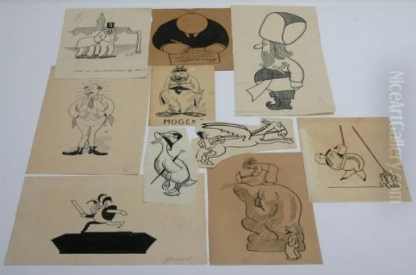 Orig. Drawings: 10 Various 
Original Drawings In Ink By Robert Storm P. Varoius Sizes. [no Date] Oil Painting by Robert Storm Petersen