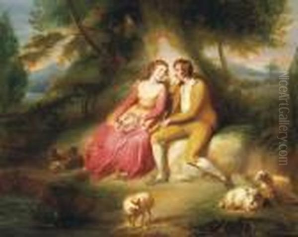 Lovers In A Glade Oil Painting by Thomas Stothard