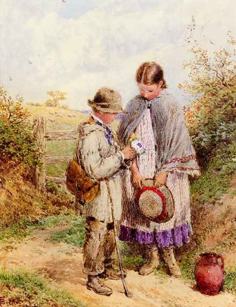 The Posy Oil Painting by Myles Birket Foster