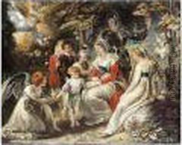 Children Receiving The Blessings From Paradise Oil Painting by Thomas Stothard