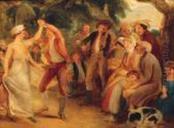 A Village Dance Oil Painting by Thomas Stothard