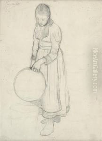 Sketch Of A Woman Emptying A Pail Oil Painting by Edward William Stott