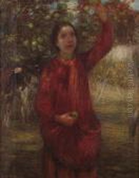 In The Orchard. Oil Painting by Edward William Stott