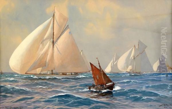 Seeregatta Kiel Oil Painting by Willy Stower