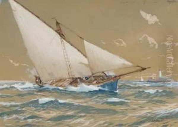 The Royal Yacht Hohenzollern Sailing Off The Coast Of Syrakus,sicily Oil Painting by Willy Stower